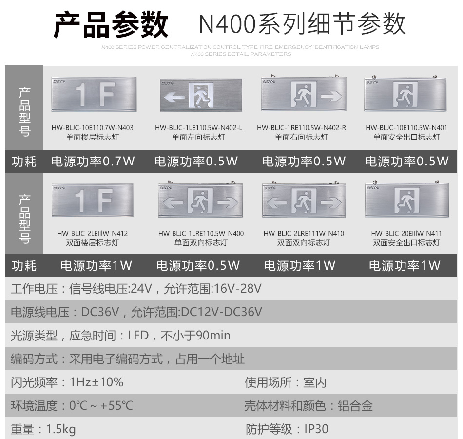 海灣N400疏散指示燈參數表